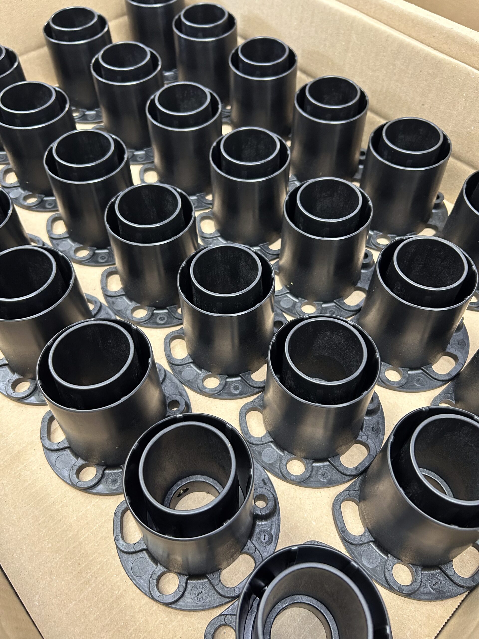 A box of injection moulded parts