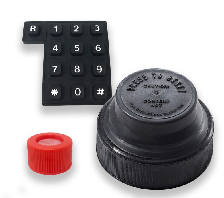 Various products that have been made through overmoulding.