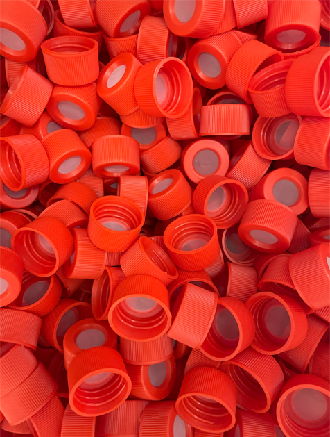 A collection of red vented agricultural filters