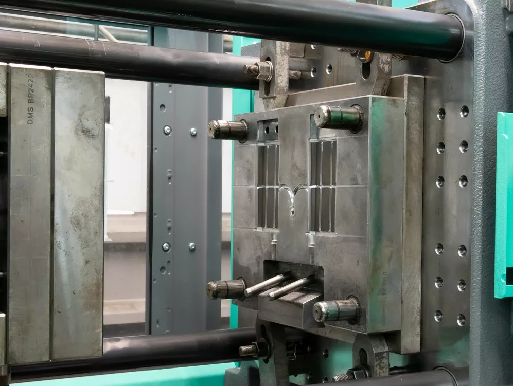 An example of a BEC mould tool in situ ready to produce plastic injection mouldings